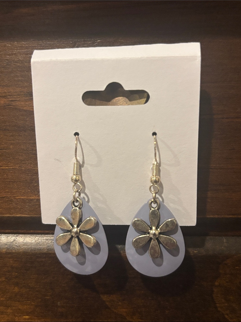 Sterling silver purple dangle flower earrings